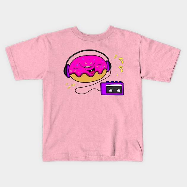 Donut Frenzy! (Strawberry) Kids T-Shirt by DitzyDonutsDesigns